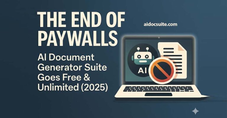 The End of Paywalls: AI Document Generator Suite Is Now Free & Unlimited (2025)