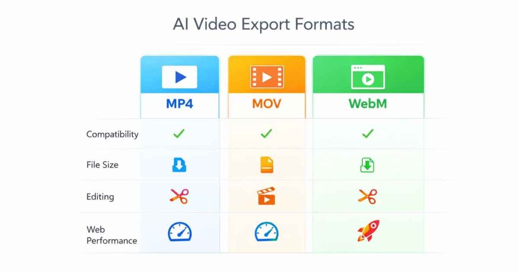 AI Video Export Formats Guide: MP4 vs MOV vs WebM
